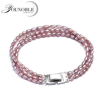 

Real Natural Freshwater Pearl Bracelet Women,fashion 3 Rows Multi Layer Bracelet Girl Birthday Gift