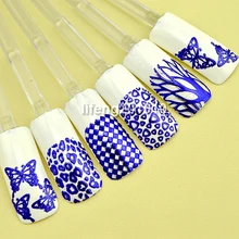 108 шт высокого качества стикеры 3D на ногти Nail Art Наклейки для украшение для ногтей инструмент горячего тиснения синий узор дизайн большой размер XL