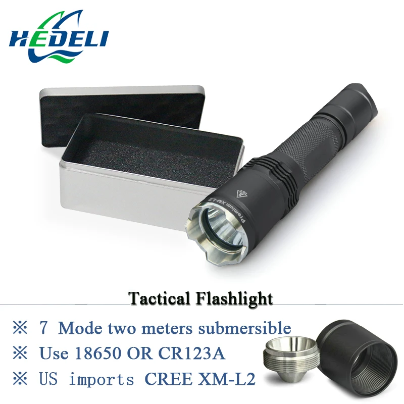 

LED Tactical Flashlight Cree XM-L2 Rechargeable 1000lm Super Bright professional tactical function Lantern 18650 Battery hunt