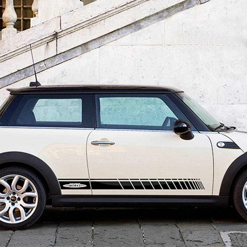 Автомобильная боковая юбка JCW Racing Stripes наклейка и украшение для MINI Cooper S R56 R55 F55 F56 R60