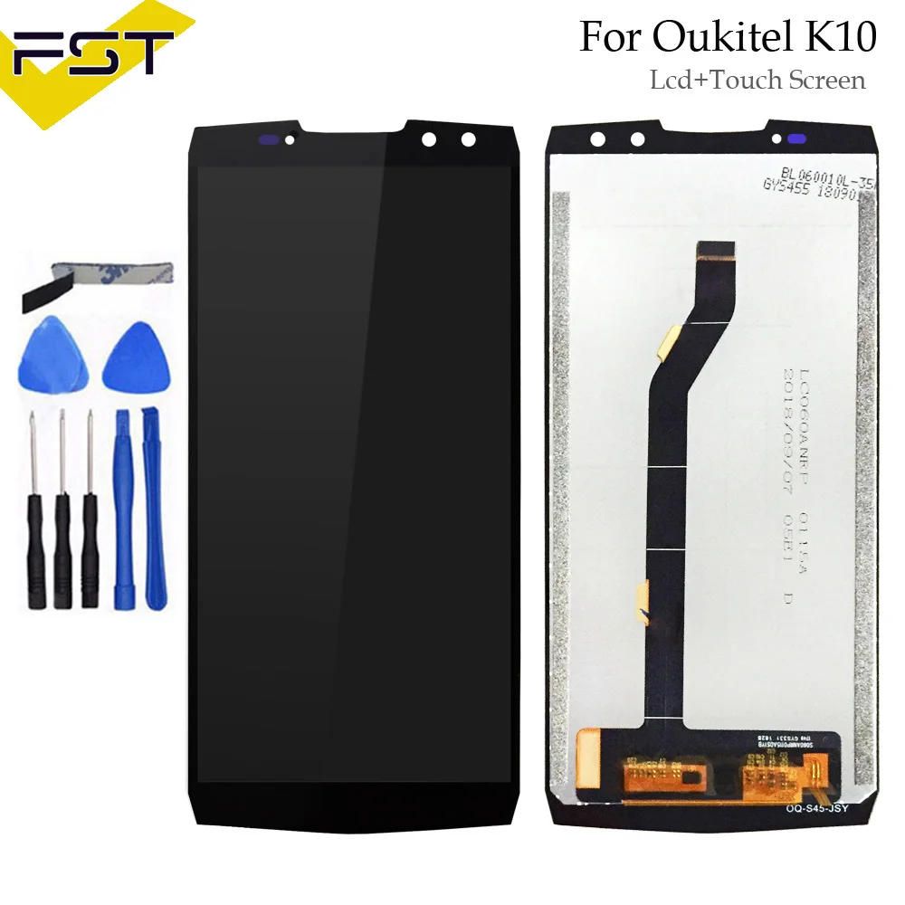 Продажа Черный для Oukitel K10 ЖК дисплей + сенсорный экран дигитайзер Запасные части для сборки + Инструменты + клейкая ЖК стеклянная панель для K10