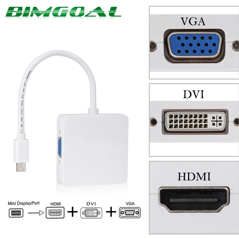 3 в 1 Mini DP DisplayPort для HDMI/DVI/VGA Display Port кабель адаптер Apple MacBook Pro|display port|vga display portdisplay port