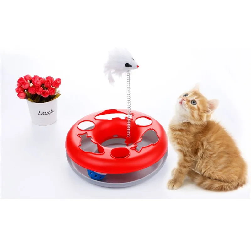 Игрушка для кошек, цветные перья, однослойный диск для развлечений, весенние перья, товары для животных, кошек, домашних животных, головоломки, обучающие игрушки