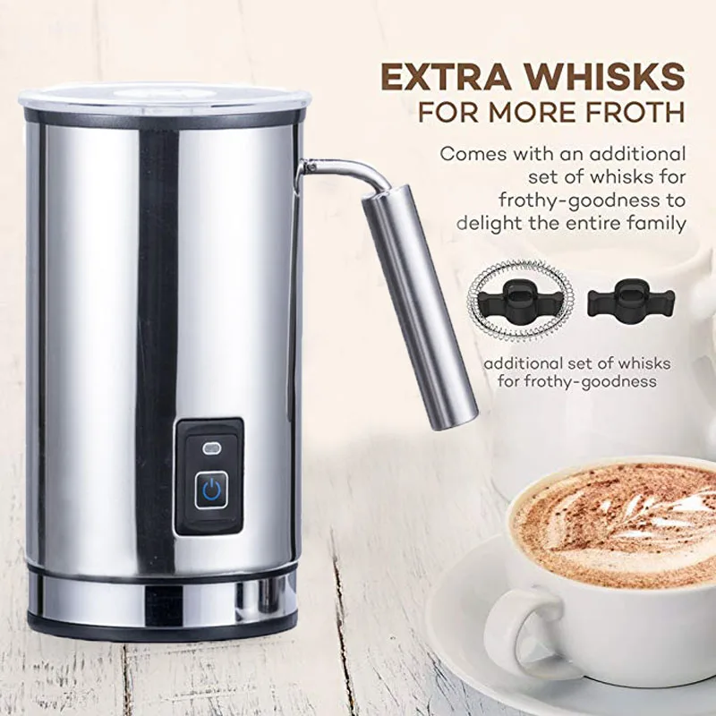 Stainless Steel 3 Function Automatic Milk Frother Coffee Foamer Container Soft Foam Cappuccino Maker Electric Coffee Frother