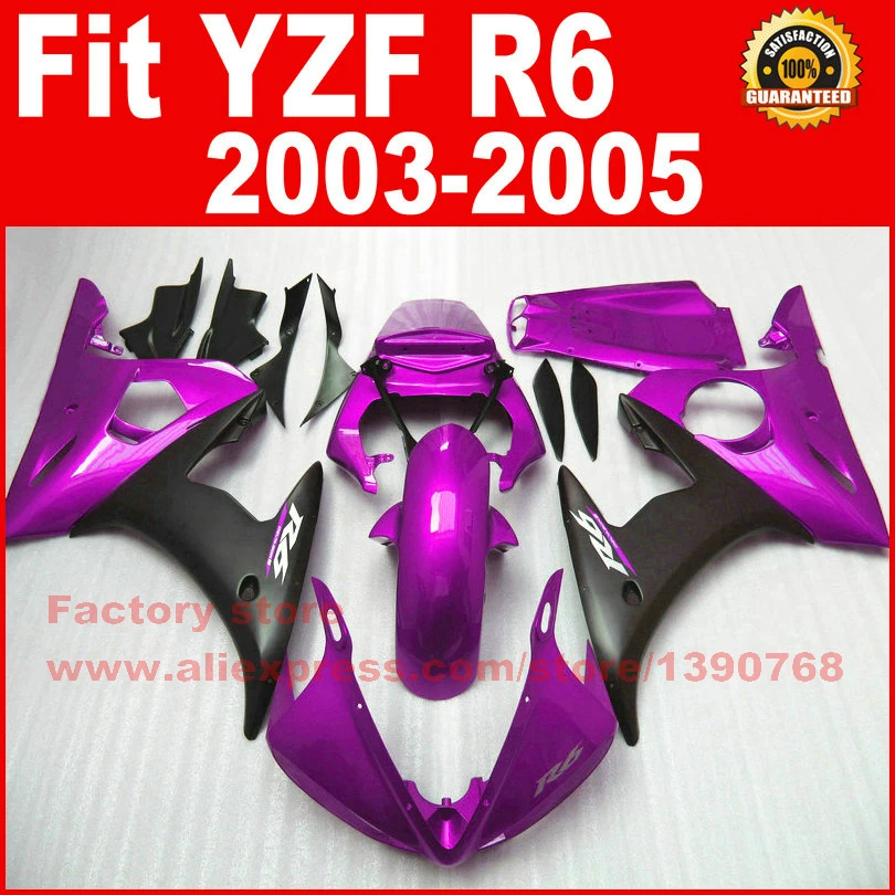 Горячая ABS мотоцикл часть для YAMAHA R6 обтекатель наборы 2003 2004 2005 фиолетовый черный