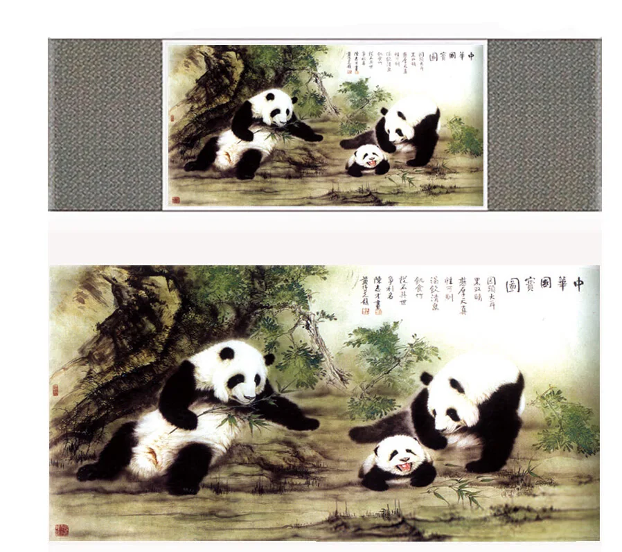 

Panda painting traditional Chinese Art Painting silk scroll panda art painting Chinese wash paintingPrinted painting