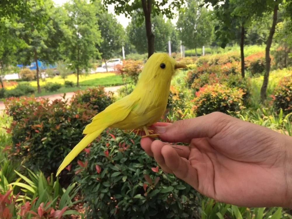 

about 12cm yellow feathers bird model,small artificial bird polyethylene&feathers handicraft,home decoration gift a1989
