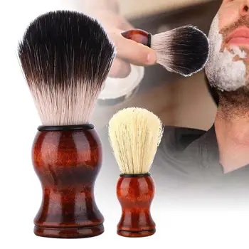 

Male Manual Operation Foam Beard Shaving Brush Tool with Wooden Handle