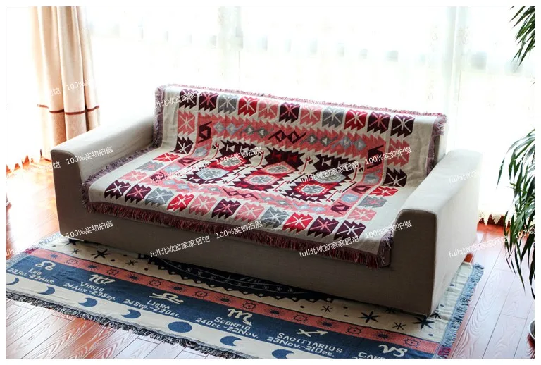 Богемные вязаные одеяла для дивана, противоскользящий чехол, чехол для дивана, полотенце из хлопчатобумажной трикотажной ткани, домашний декоративный хлопковый плед/гобелен
