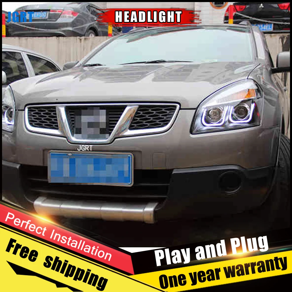 Автомобильный Стиль светодиодный фары для Nissan Qashqai 2010 2013 налобный фонарь DRL