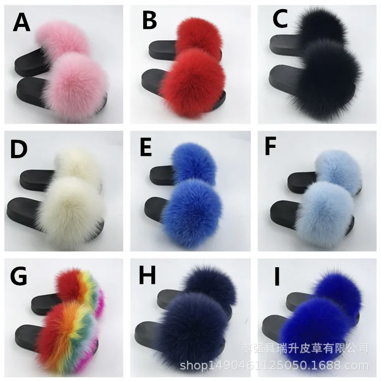 Real Fox Slippers Kids Winter Fur Home Slides Girl Flop Flips Raccoon Fluffy Cute Flats Beach Summer Children Boys shoes Real Fox Slippers Kids Winter Fur Home Slides Girl Flop Flips Raccoon Fluffy Cute Flats Beach Summer Children Boys shoes