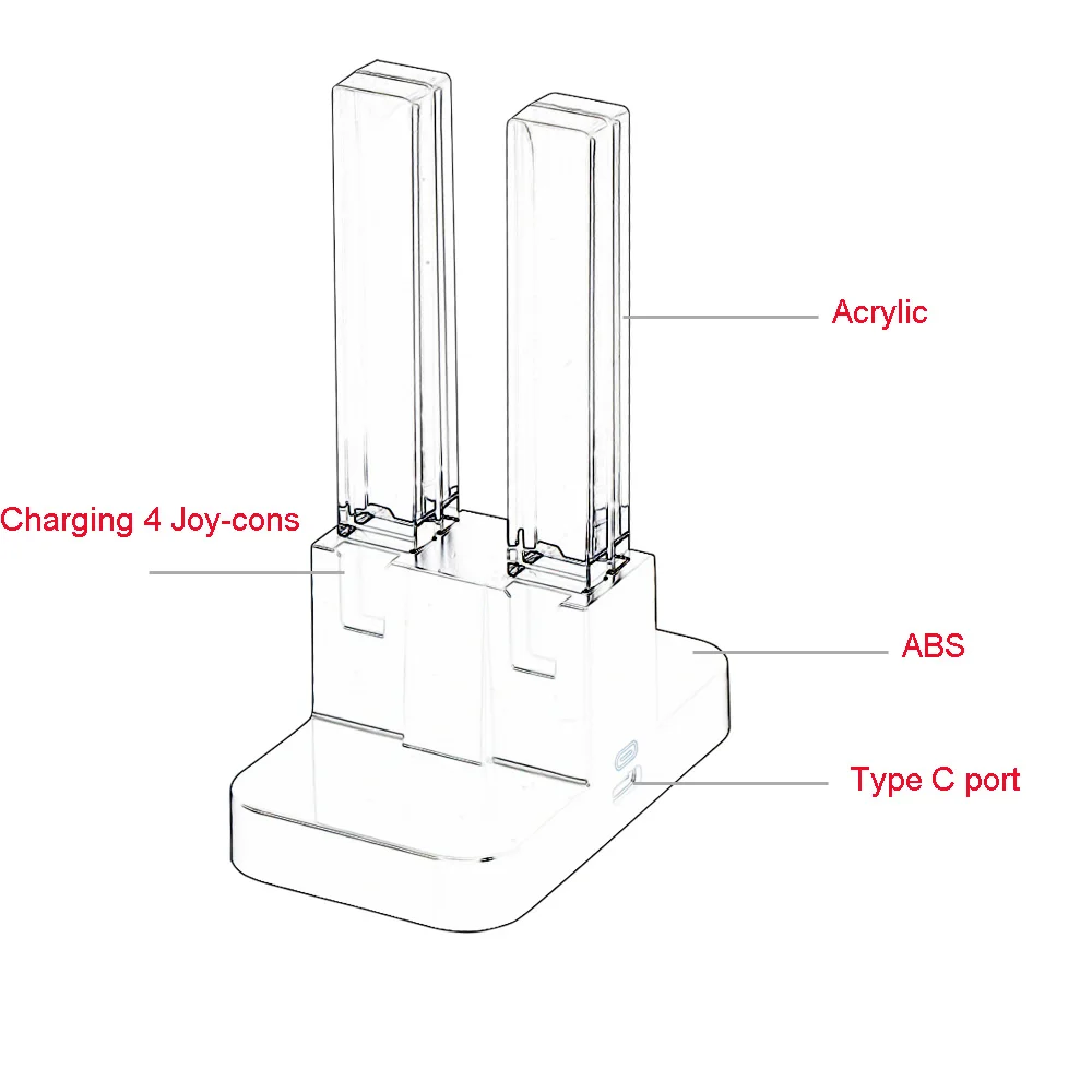 1 шт. 4 в 1 usb зарядная док-станция Подставка с светодиодный индикатором типа C кабель для nintendo Switch Joy-Cons игровая консоль