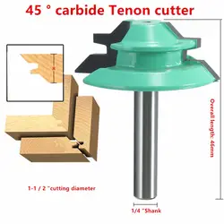 45 градусов замок Miter фреза зеленый 1/4 "хвостовик 1-1/2" Диаметр древесины резак для деревообработки фрезерование бурения механические