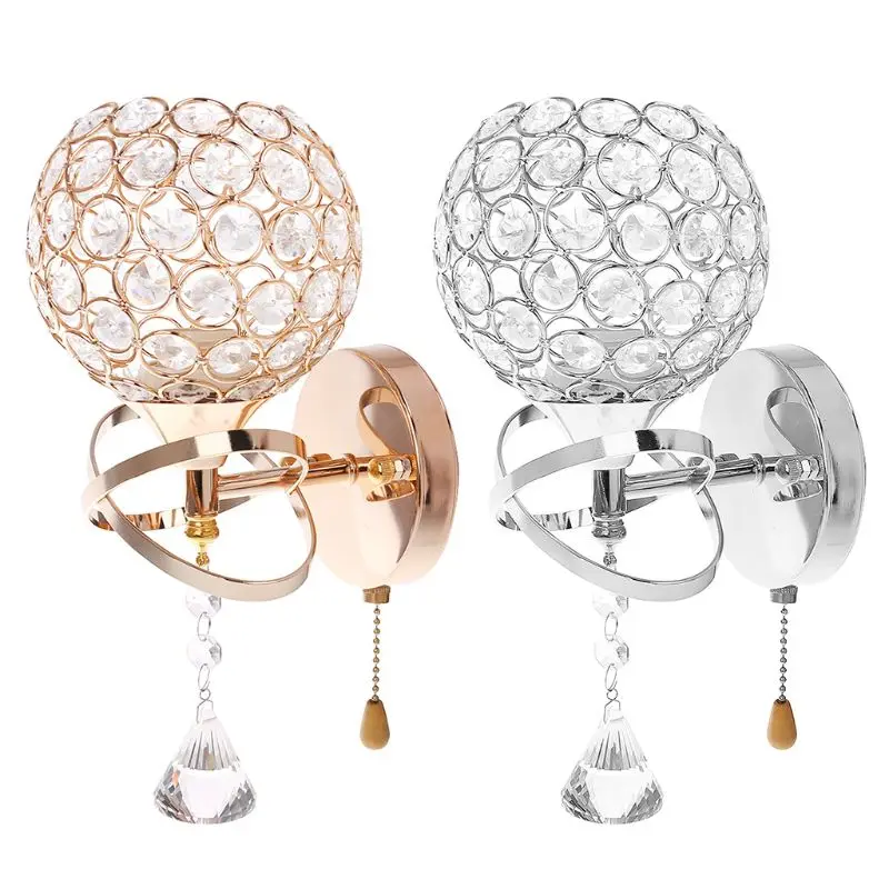 

Modern Creative Crystal LED Wall Light Decorative Pendant Wall Lamp E27 With Rope Switch