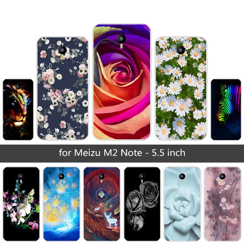 TPU для Meizu M2 Note цветные чехлы телефонов чехол 5 дюймов Череп кремний черный матовый