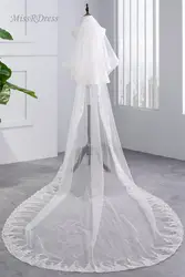 MissRDress длиной 3 м фату белый Тюль Блестки Свадебные вуали с гребешком кружевной каймой Фата для невесты Свадебные аксессуары JKm36