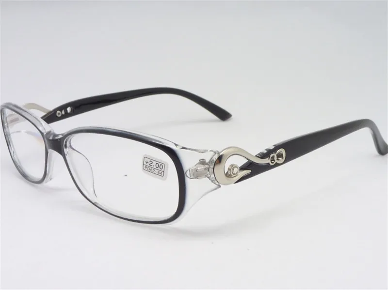 Модные очки для чтения HM853 прямоугольной формы с украшением из сплава, модные очки для женщин - Цвет оправы: black