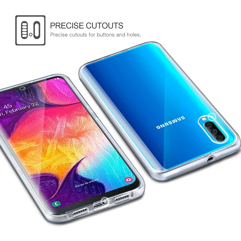 360 градусов чехол для samsung Galaxy A50 A30 A40 A10 A20e A20 A70 S10 плюс S8 S9 Примечание 10 силиконовый чехол 2 в 1 передний мягкая накладка на заднюю панель из ТПУ