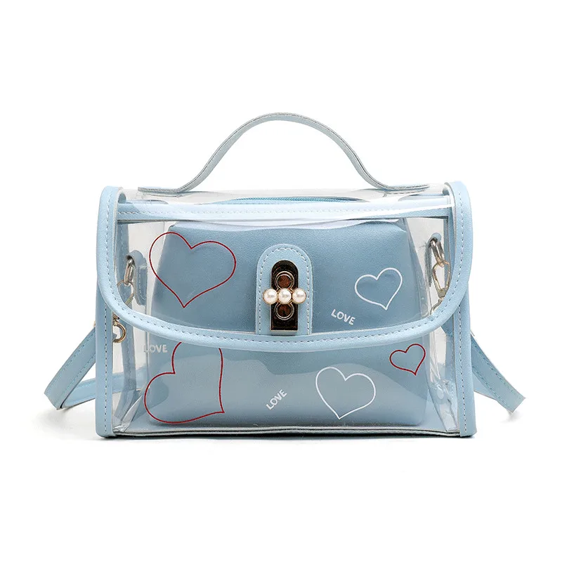 Women Fashion Transparent Handbag Shoulder Composite Bag Lady Clear Jelly Lock Cross-body Tote New Style 2019 | Багаж и сумки