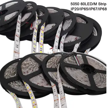 

5050 LED Strip DC12V 60LEDs/m 5m/lot Flexible LED Light RGB White Warm White Red Green Blue Yellow UV Purple Pink Ice Blue Strip