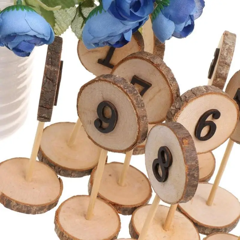 

10pcs Rustic 1-10 Wood Table Numbers Tag Wedding Party Seats Numberic Signs