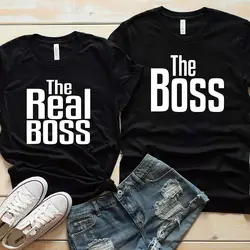 Футболки в тон, мужские и женские футболки, парные футболки, дропшиппинг, Новое поступление, футболка для пары с надписью «Boss & The Real Boss»