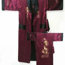 Модный двусторонний китайский женский Шелковый Атласный халат кимоно с вышивкой дракон ZS06