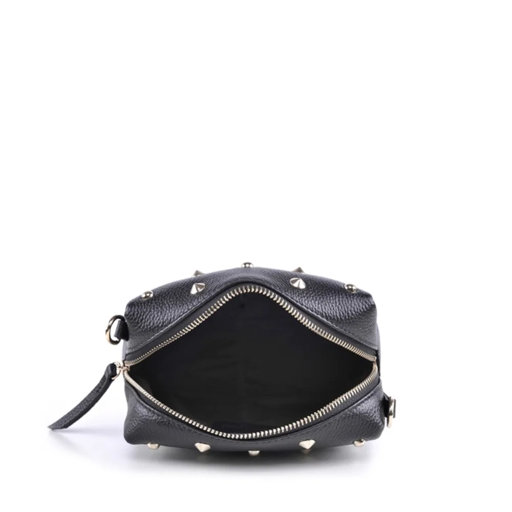 Genuine Real Leather Studded Crossbody Chain Bag Women S Vintage Genuine Real Leather Studded Crossbody Chain Bag Women S Vintage Small Black Rivet Spike Stud Shoulder Purse Handbag In Top Handle Bags From
