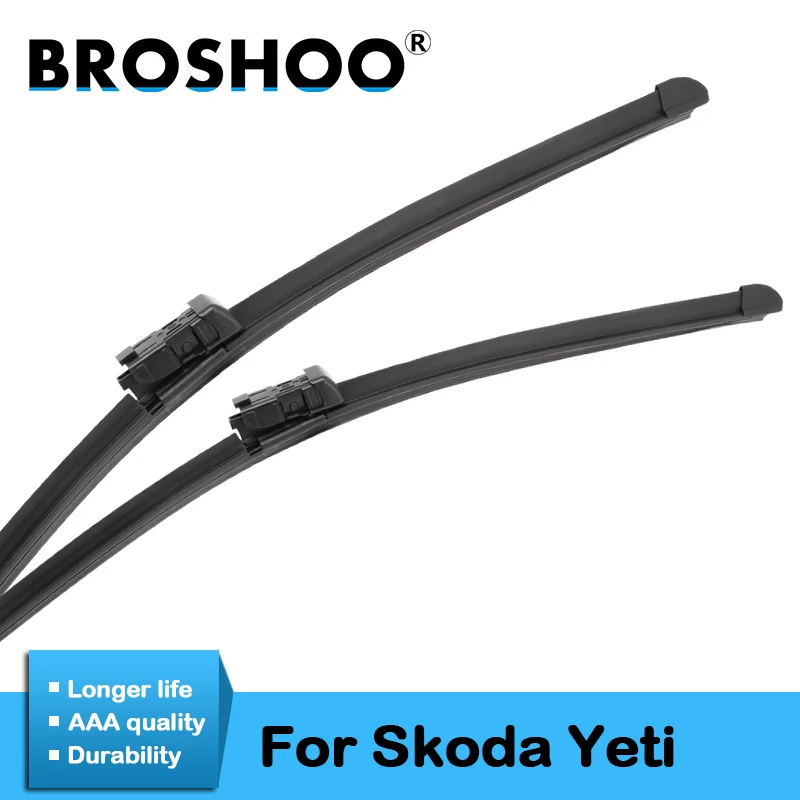 

BROSHOO Car Windshield Wiper Blades Natural Rubber For Skoda Yeti 2009 2010 2011 2012 2013 2014 2015 2016 Fit Push Button Arm