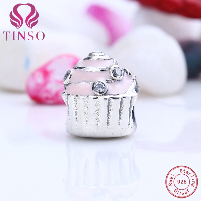 Authentic 100 925 Sterling Silver Birthday Cake Bead Fit Original Pandora Charm Beads for Bracelet Jewelry