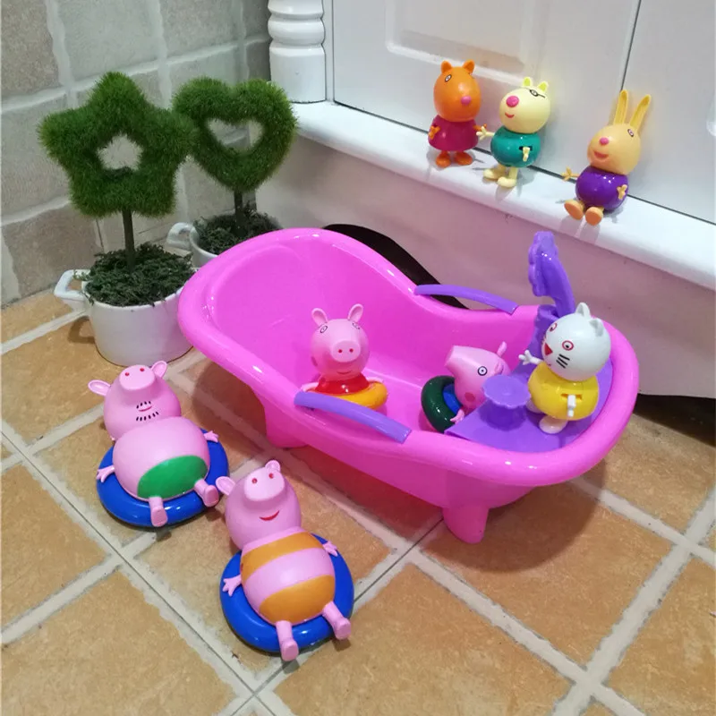 Peppa игрушки "Свинка" Джордж ванна для купания Семейный комплект папа игрушка для ванной играть воду детская игрушка высокое качество игрушки для детей подарок