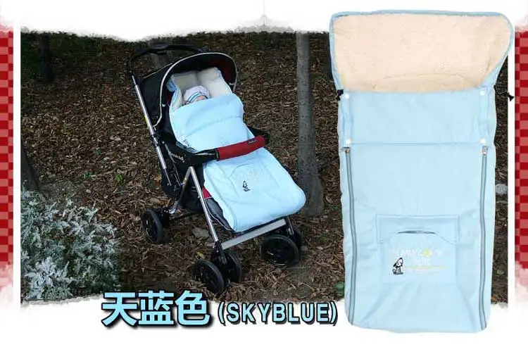 Детский спальный мешок для коляски, конверт для новорожденных, спальный мешок, зимний плотный мех, спальные мешки для автомобиля и детей - Цвет: blue 1
