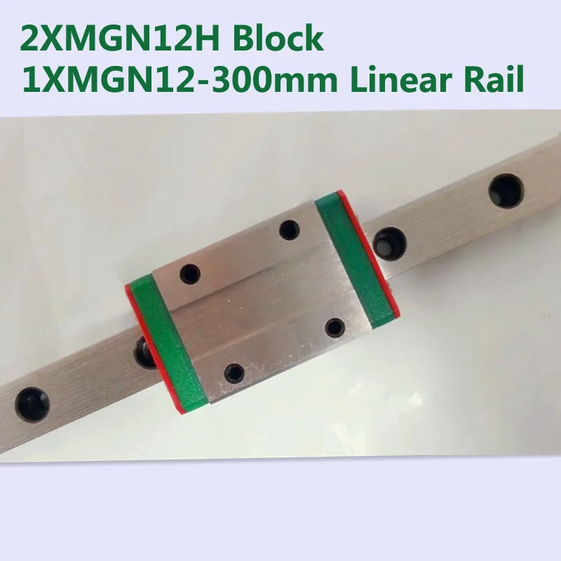 

MR12 12mm linear rail guide MGN12 Length 300mm with 2pcs MGN12H linear block carriage miniature linear motion guide way for cnc