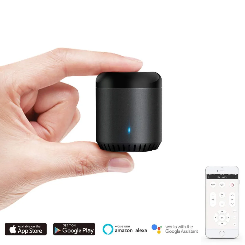 

Broadlink RM Mini3 Black Bean Universal Remote, WiFi + IR Control Hub for Smart Home, Compatible with Alexa, One for All