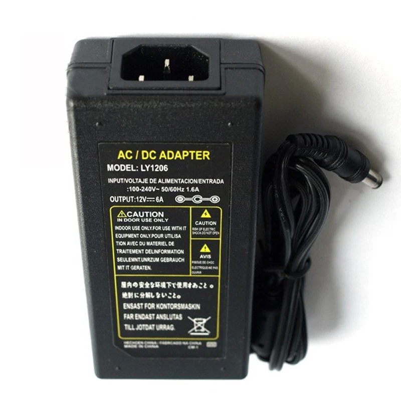 DC12V адаптер AC100-240V трансформаторы выход 12 V 2A 4A 5A 6A 8A 10A Питание для Светодиодные ленты с EU/US/UK/AU разъем