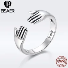Vendita calda Genuine 925 Sterling Silver Mamma Abbraccio Madre A Mano Amore Per Sempre Anello di Barretta Delle Donne In Argento 925 Gioielli Anelli ECR136