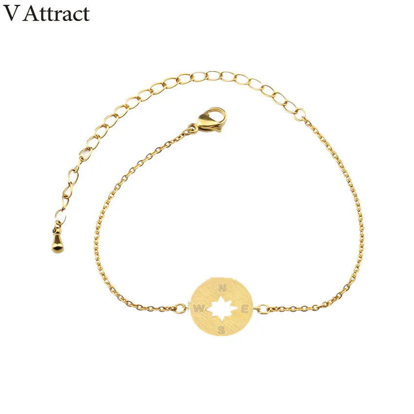 V привлечь 10 шт. путешествия ювелирные изделия Для женщин Для мужчин pulserasstainless Сталь цепи Винтаж Компасы браслет и браслет Best друзей подарок