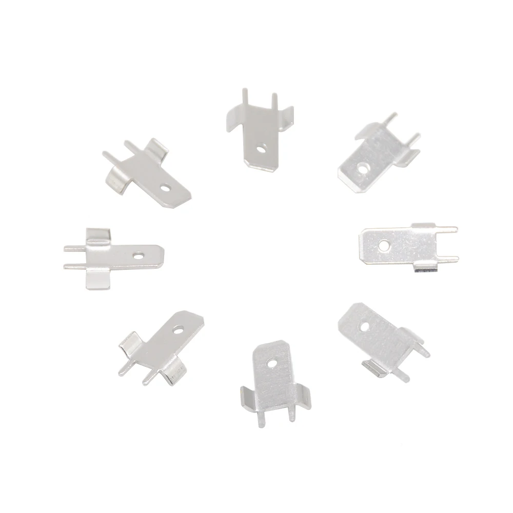 

100pcs 6.3 Inserts Plug Spring Terminal PCB Solder lug type thickness 0.8 two legs,250 With wings PCB welding sheet