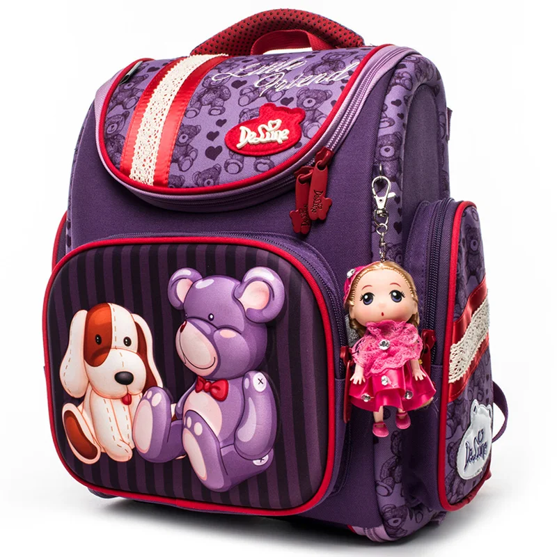 

Delune New Cartoon School Bag For Girls Boys Orthopedic School Backpack Bear Pattern Mochila Escolar Children Backpacks Student
