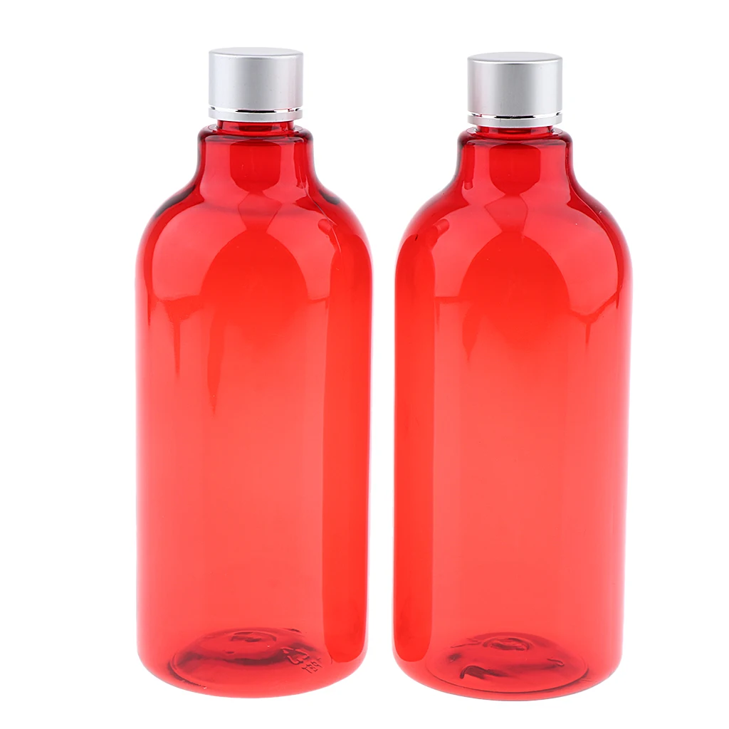 2Pcs BPA-free Empty PET Plastic Travel Lotion Shampoo Storage Bottles Refillable Containers 500mL, 3 Colors Optional