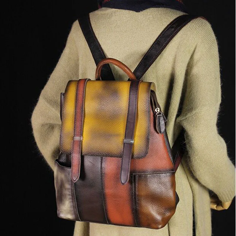 Первый слой из воловьей кожи маленький рюкзак женская обувь из натуральной кожи рюкзак винтажная школьная сумка для Женский Рюкзак