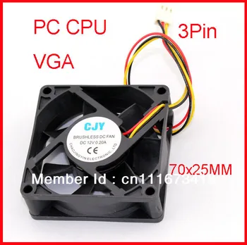

New 12V 3Pin 7cm 70 MM 7025 PC CPU VGA Heatsink PC Case System Cooller Fan GKD