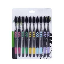 10 шт. Мягкая зубная щетка с бамбуковым углем, натуральный нано-протектор, зубная щетка для путешествий, Экологически чистая зубная щетка для окружающей среды