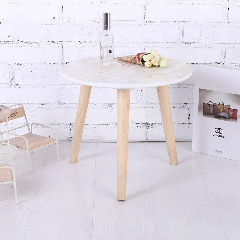 Imitation Marble Solid Wood Small Tea Table, Creative Small Round Table, Simple Living Room Sofa Table Imitation Marble Solid Wood Small Tea Table, Creative Small Round Table, Simple Living Room Sofa Table