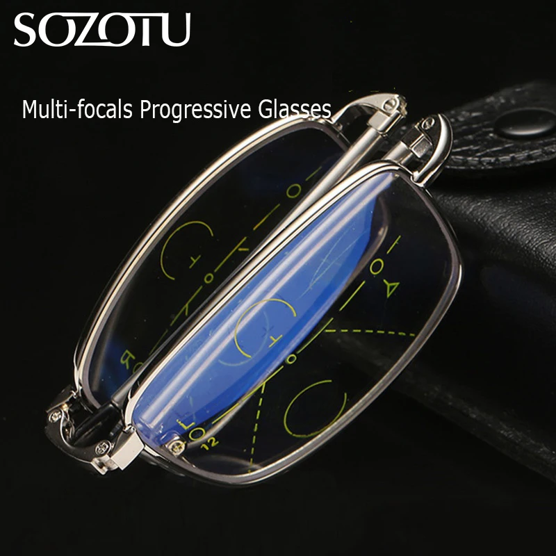

SOZOTU Folding Multi-focal Progressive Reading Glasses Men Women Foldable Presbyopic Eyeglasses +1.0+1.5+2.0+2.5+3.0+3.5 YQ628