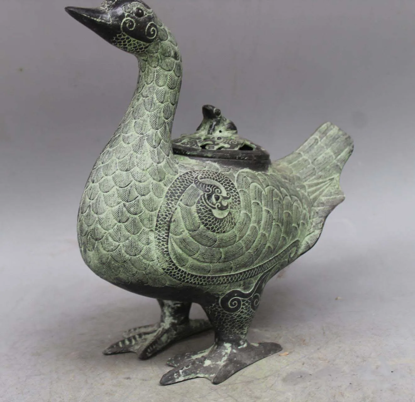

5" Fine China Bronze Ware Duck Ducks Shape Incense Burner Censer Incensory Pot