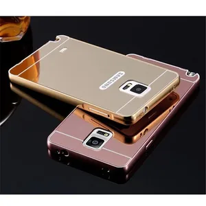 Luxury Rose Gold Mirror Back Cover for Samsung Note 4 Cases Aluminum + Acrylic Cases for Samsung Galaxy Note 4 N910