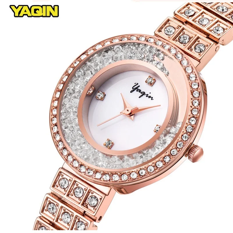 2018 Fashion Luxury Diamond Bracelet Quartz Watch Waterproof Rhinestone Dress Office Lady Stainless Steel Relogio Feminino