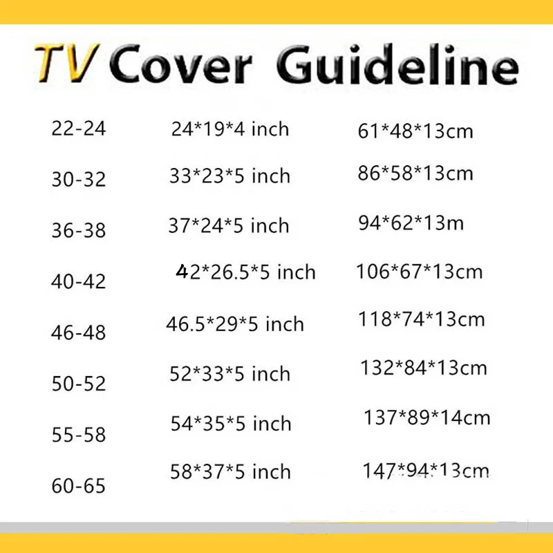 Уличный ТВ-экран Пылезащитный Водонепроницаемый чехол для телевизора высокого качества Оксфорд черный телевизор 2" 38" 4" 48" 5" 65 дюймов