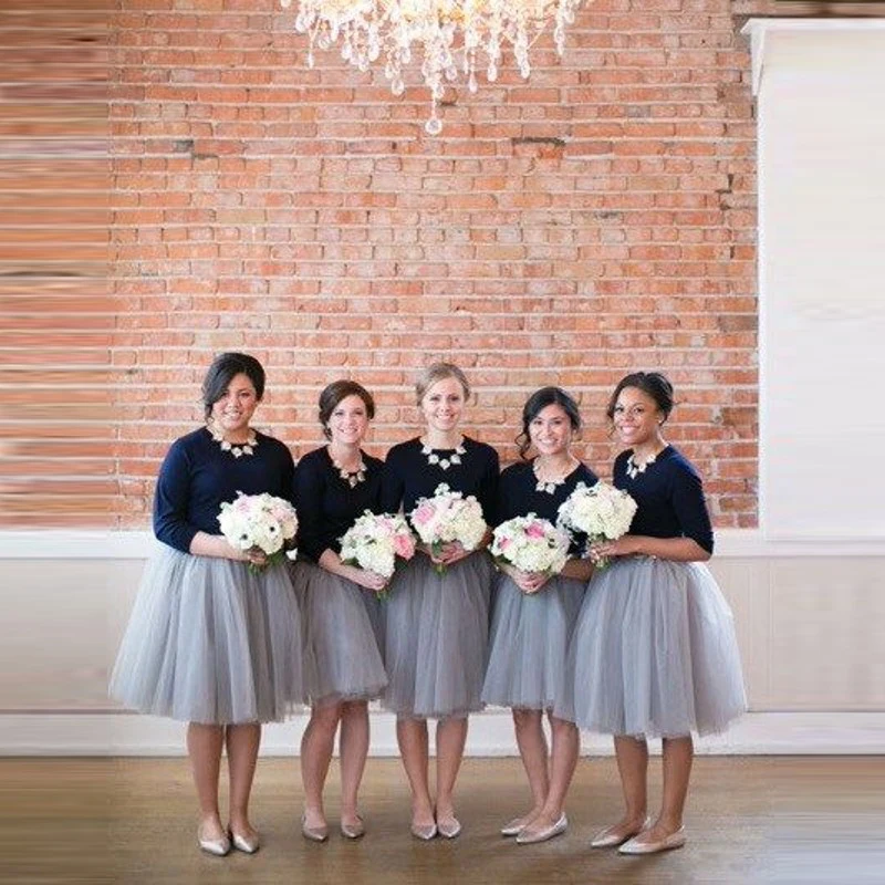 Knee Length Bridesmaid Skirts A Line Layers With Lining Personalized